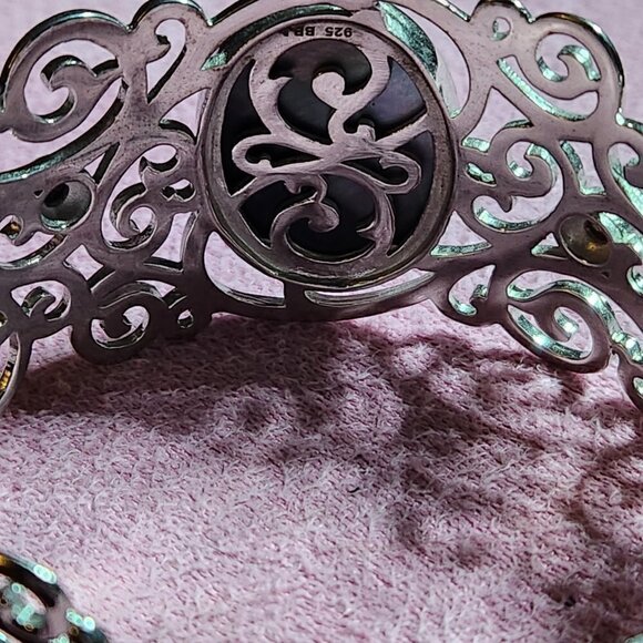 JTV Pacific Style Abalone Shell Silver Cuff Bracelet - Picture 8 of 9